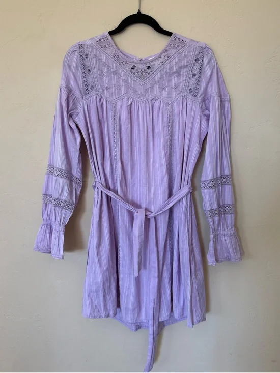 Allison New York Lavender Embroidered Lace Mini Dress Boho Cottagecore NWT Small - Picture 2 of 10